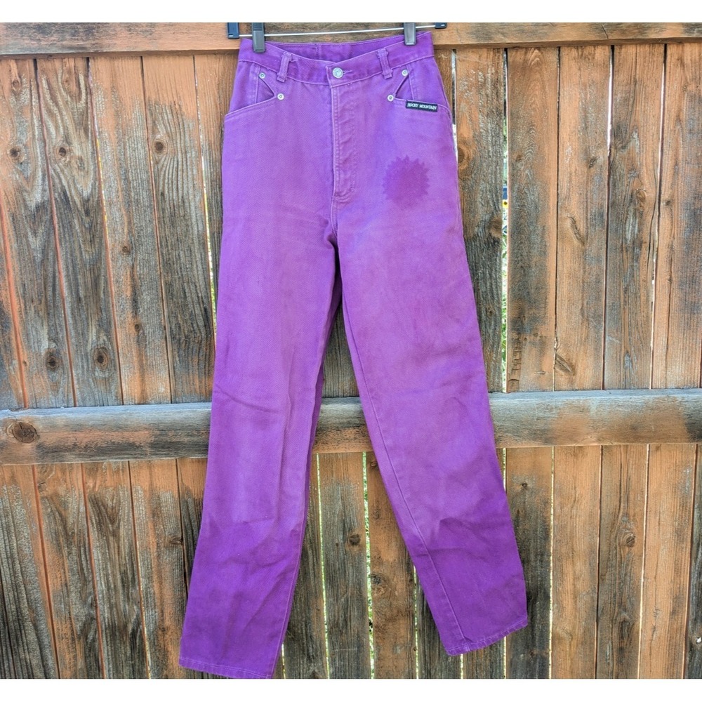 Vintage 90s Purple Denim Rocky Mountain Jeans Sz 7/25 Rockies Bareback Western